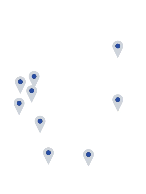 Deutschlandkarte mit den neun IFF-Standorten